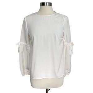 NWT Draper James 6 Willow White Long Sleeve Bell Collection Bow Tie Sleeve Blous